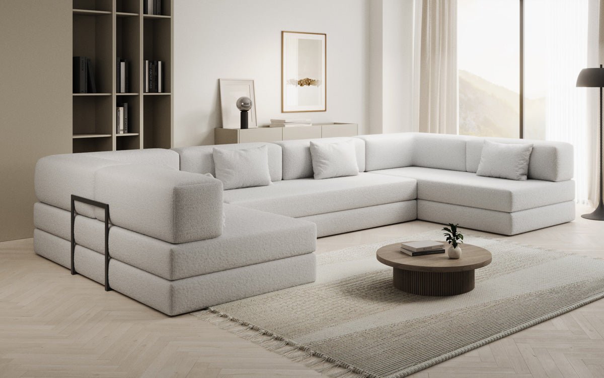 Designerbank Lazy U in Bouclé