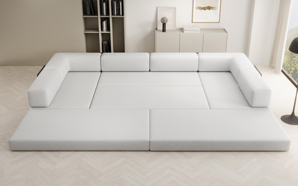 Designerbank Lazy U in Bouclé