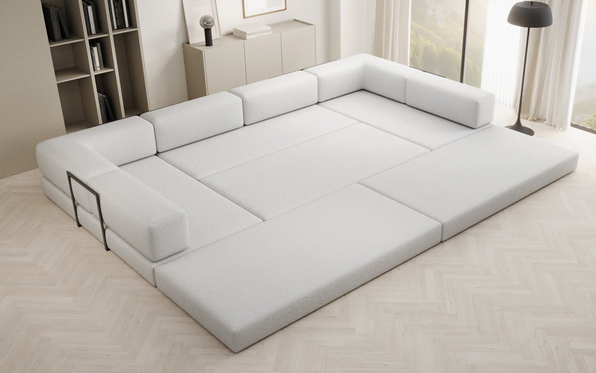 Designerbank Lazy U in Bouclé