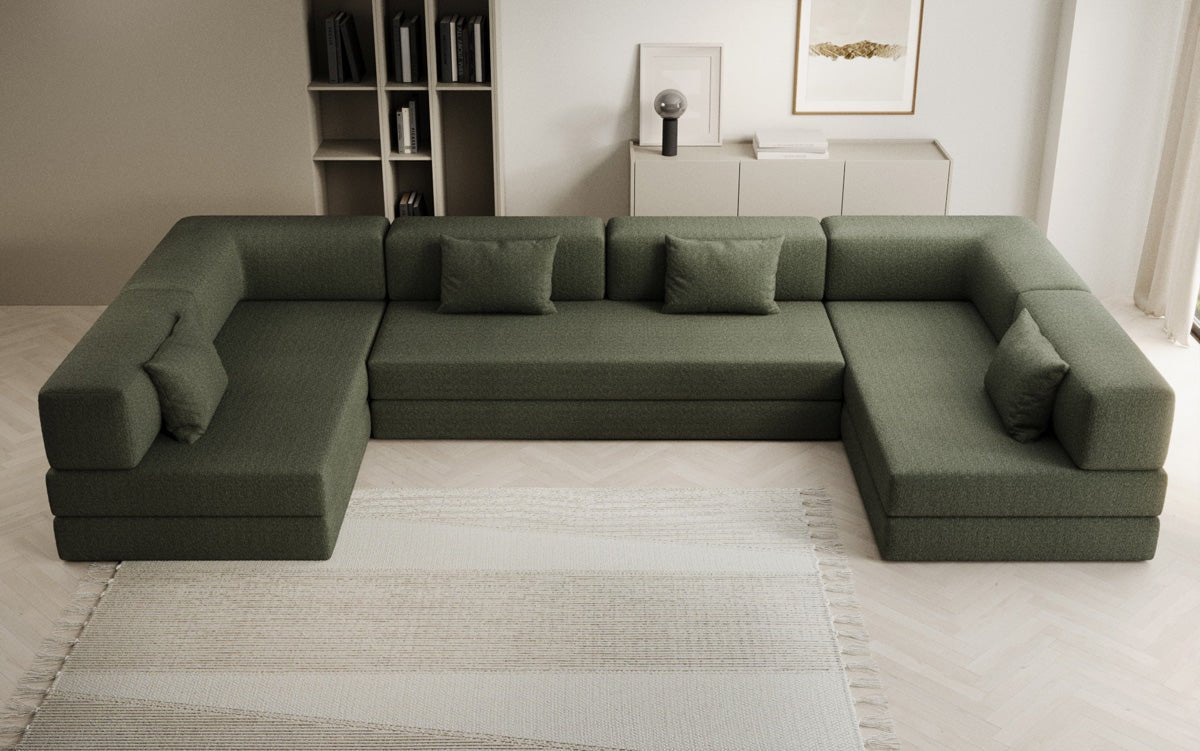 Designerbank Lazy U in Bouclé