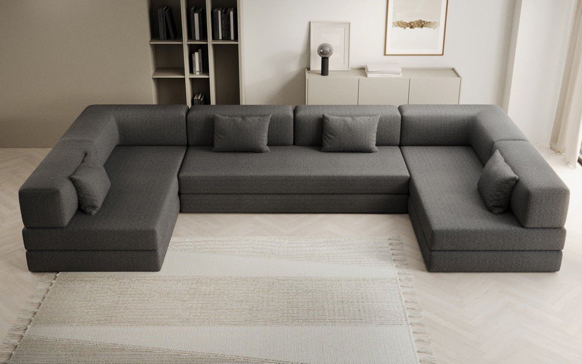 Designerbank Lazy U in Bouclé