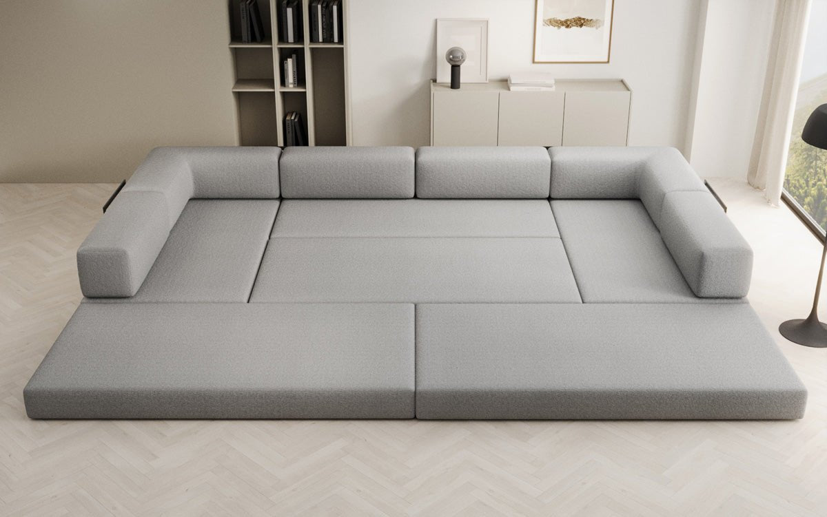 Designerbank Lazy U in Bouclé