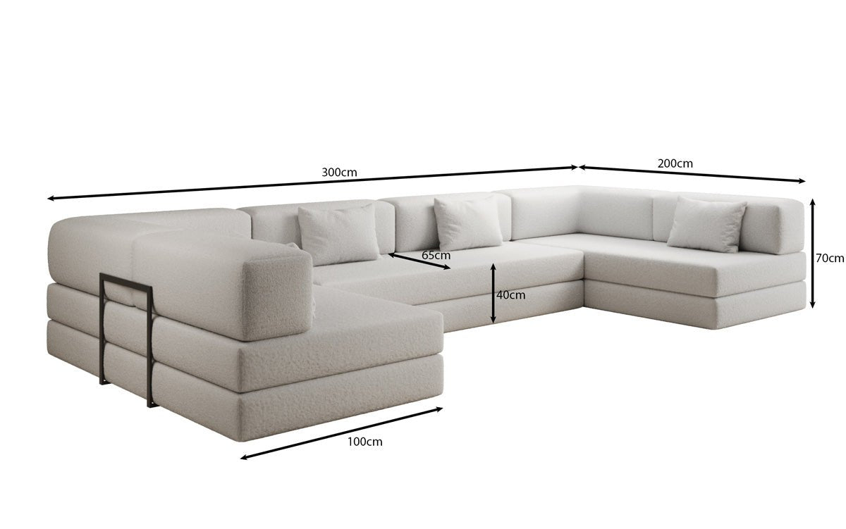 Designerbank Lazy U in Bouclé