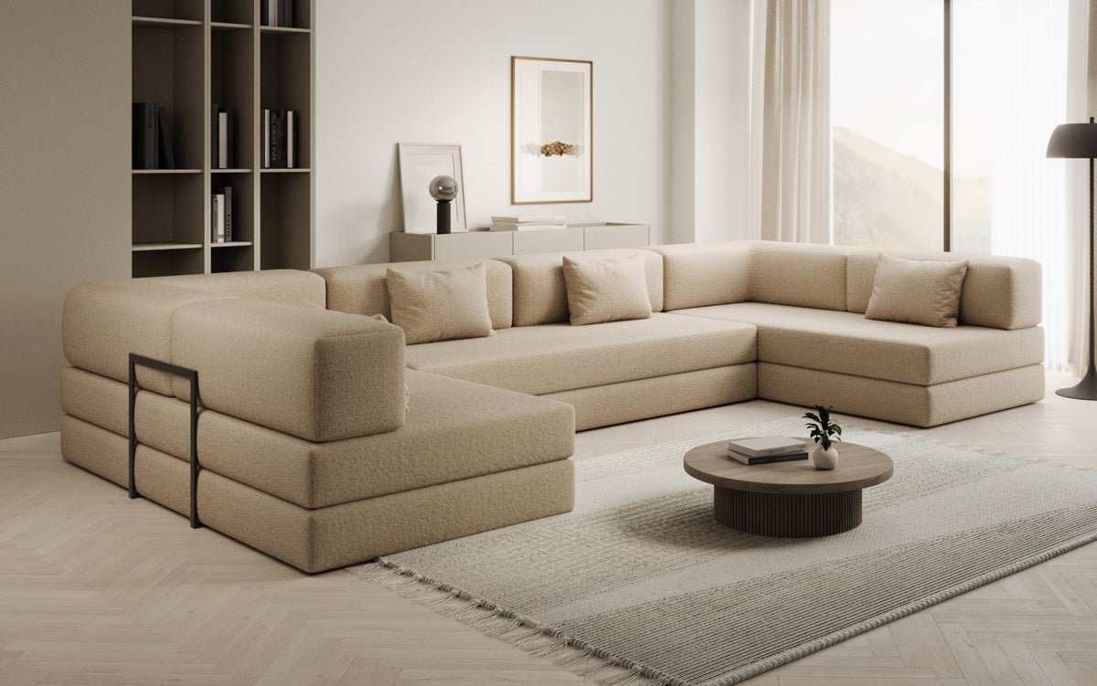 Designerbank Lazy U in Bouclé