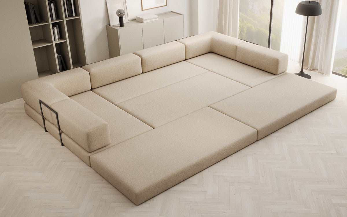 Designerbank Lazy U in Bouclé