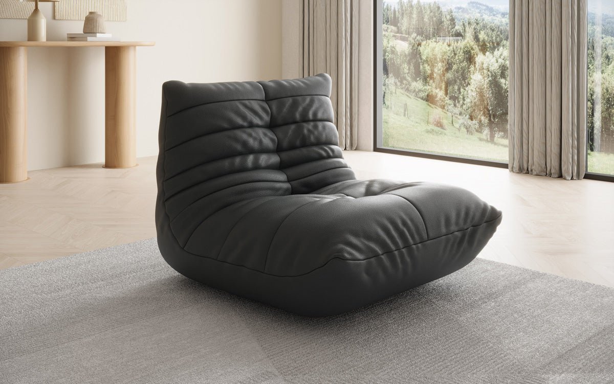 Designer bank-fauteuil Calmo van echt leer