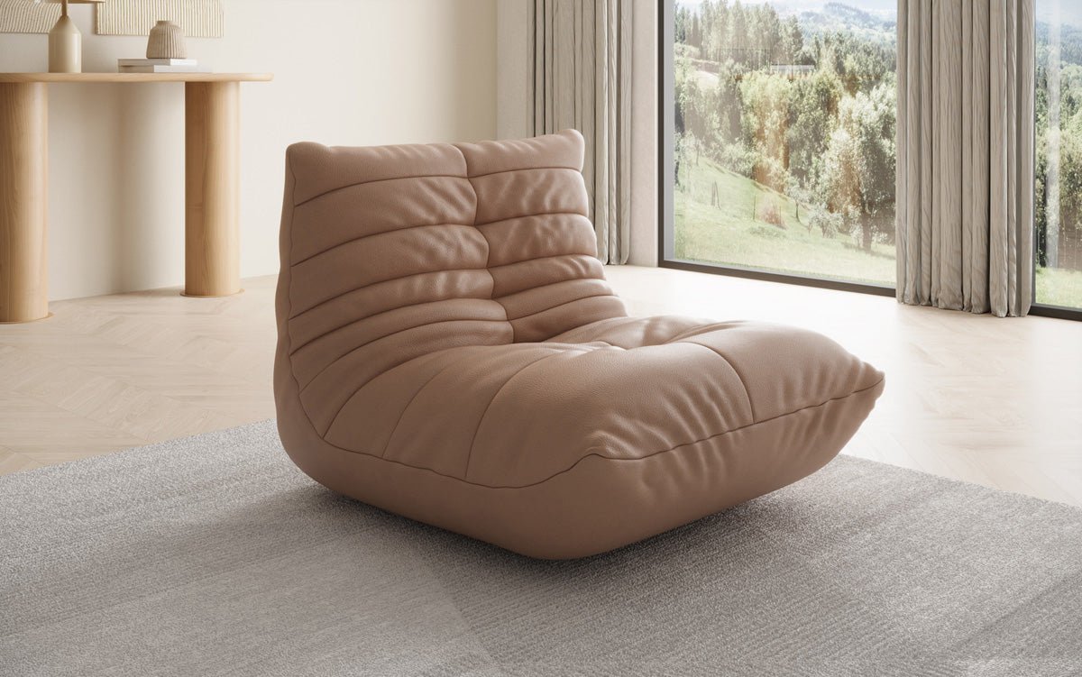 Designer bank-fauteuil Calmo van echt leer