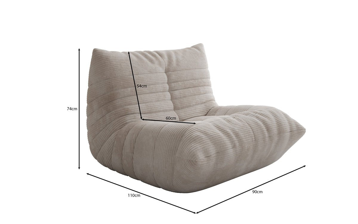 Designer Sofa-fauteuil Calmo in Ribstof