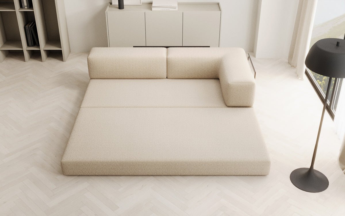 Designerbank/Chaise Longue Lazy in Bouclé