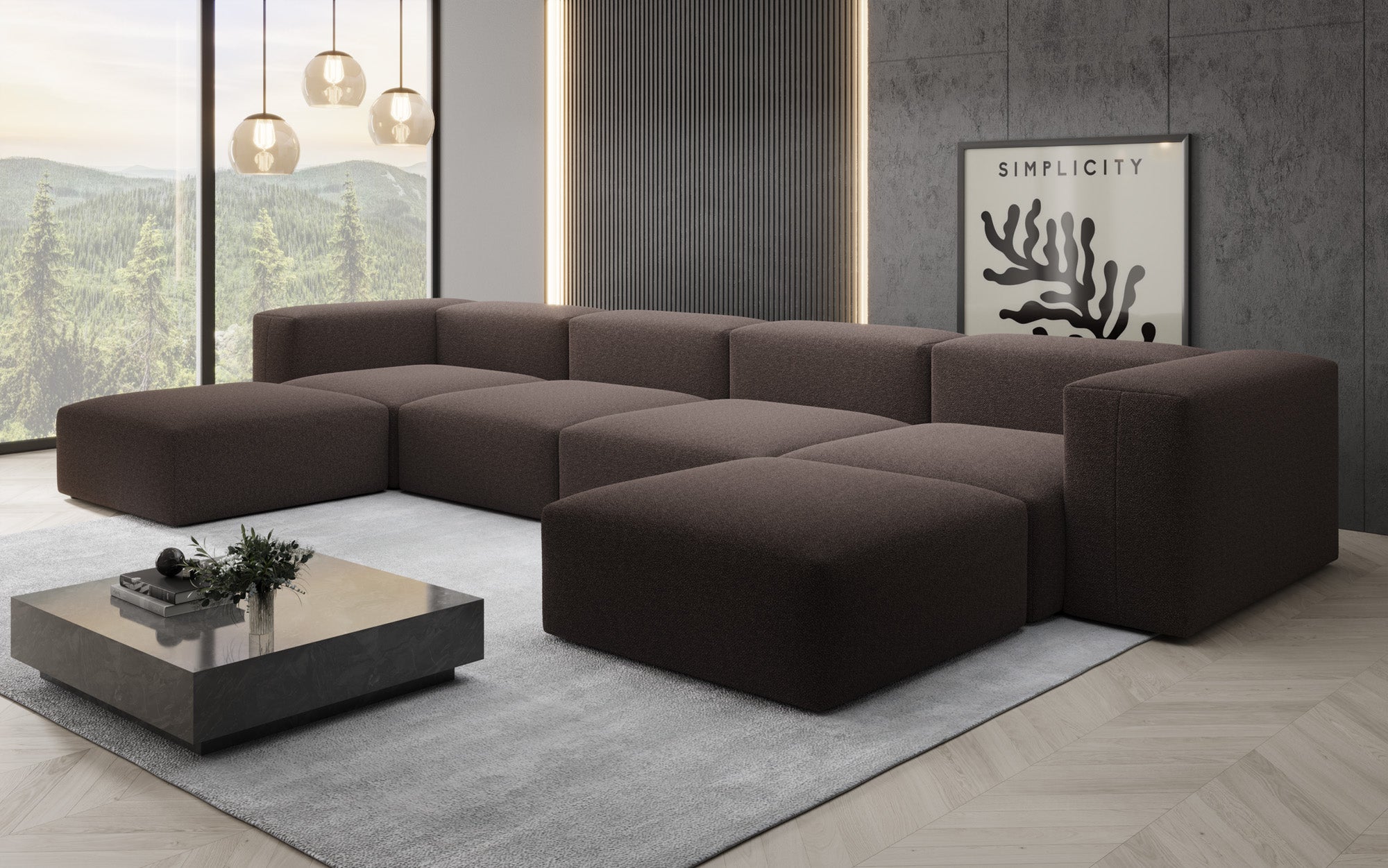 Ontwerper U Sofa Snug in Bouclé
