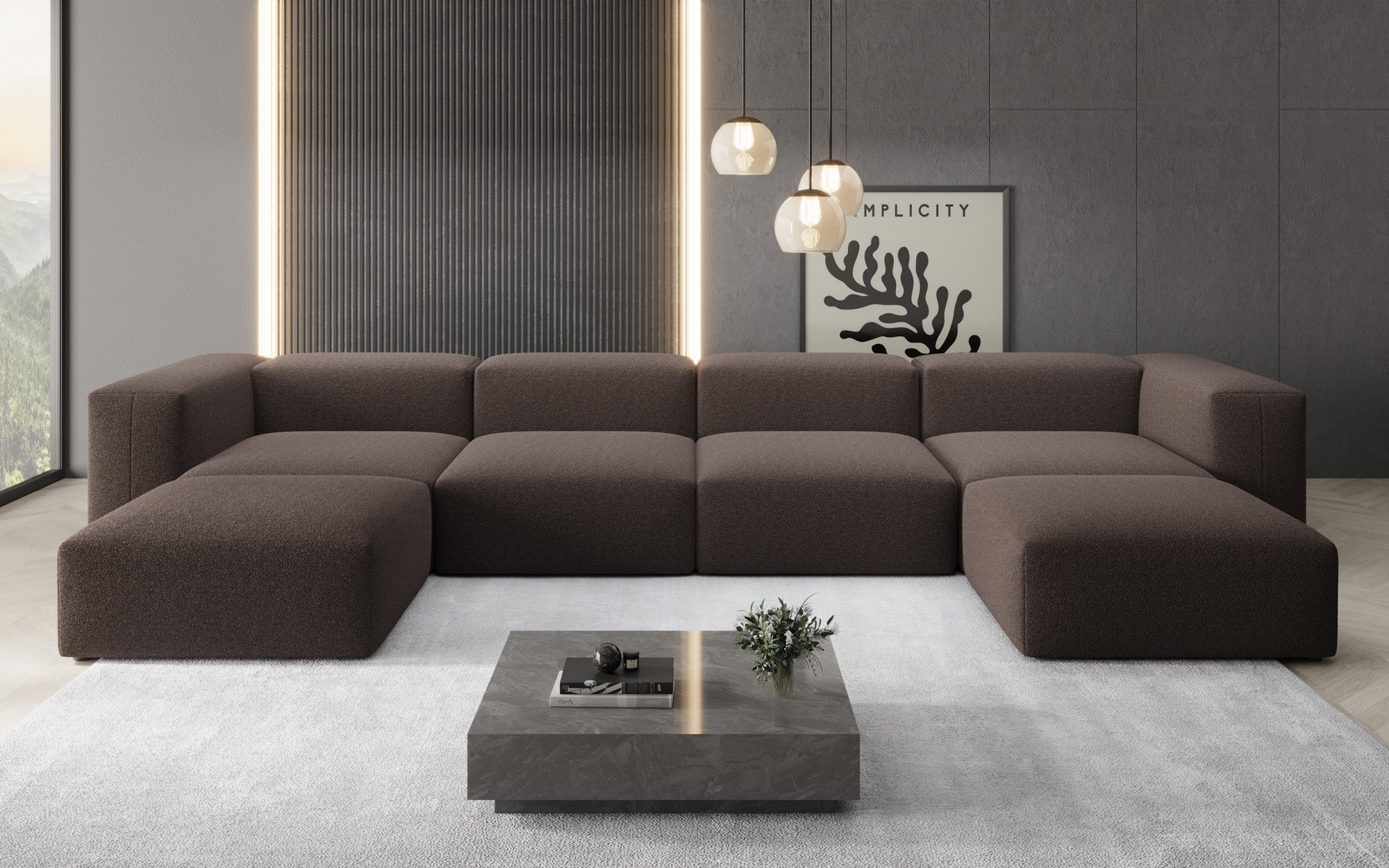 Ontwerper U Sofa Snug in Bouclé