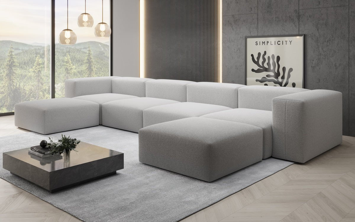 Ontwerper U Sofa Snug in Bouclé