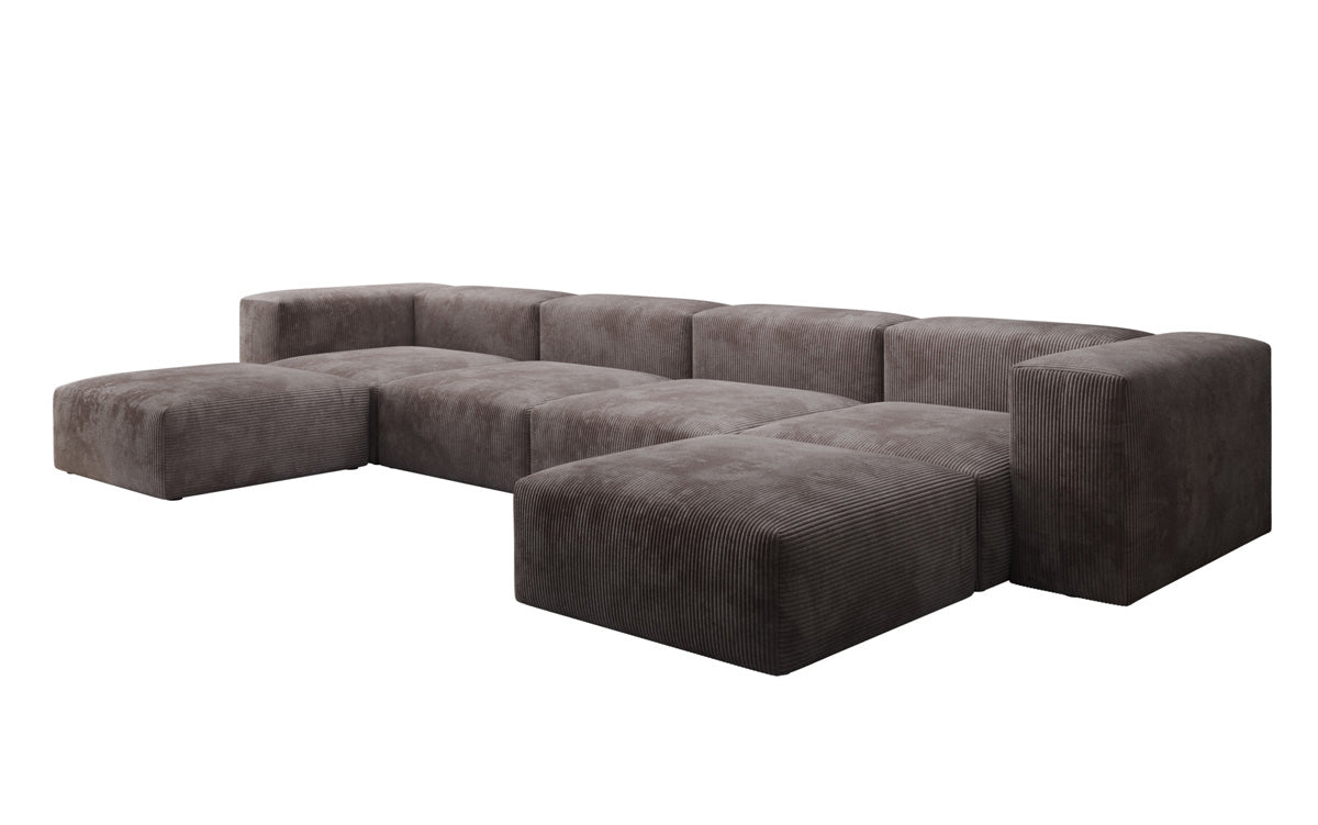 Designer U Sofa Snug in Ribstof