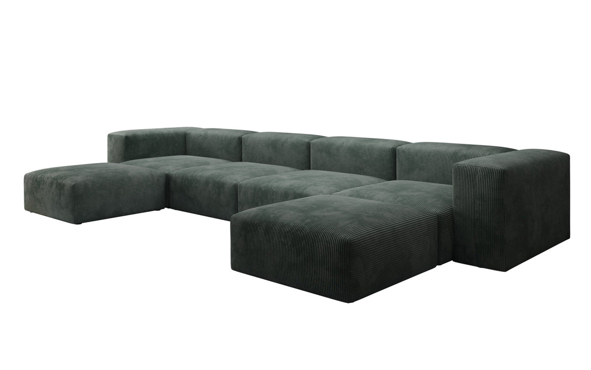 Designer U Sofa Snug in Ribstof