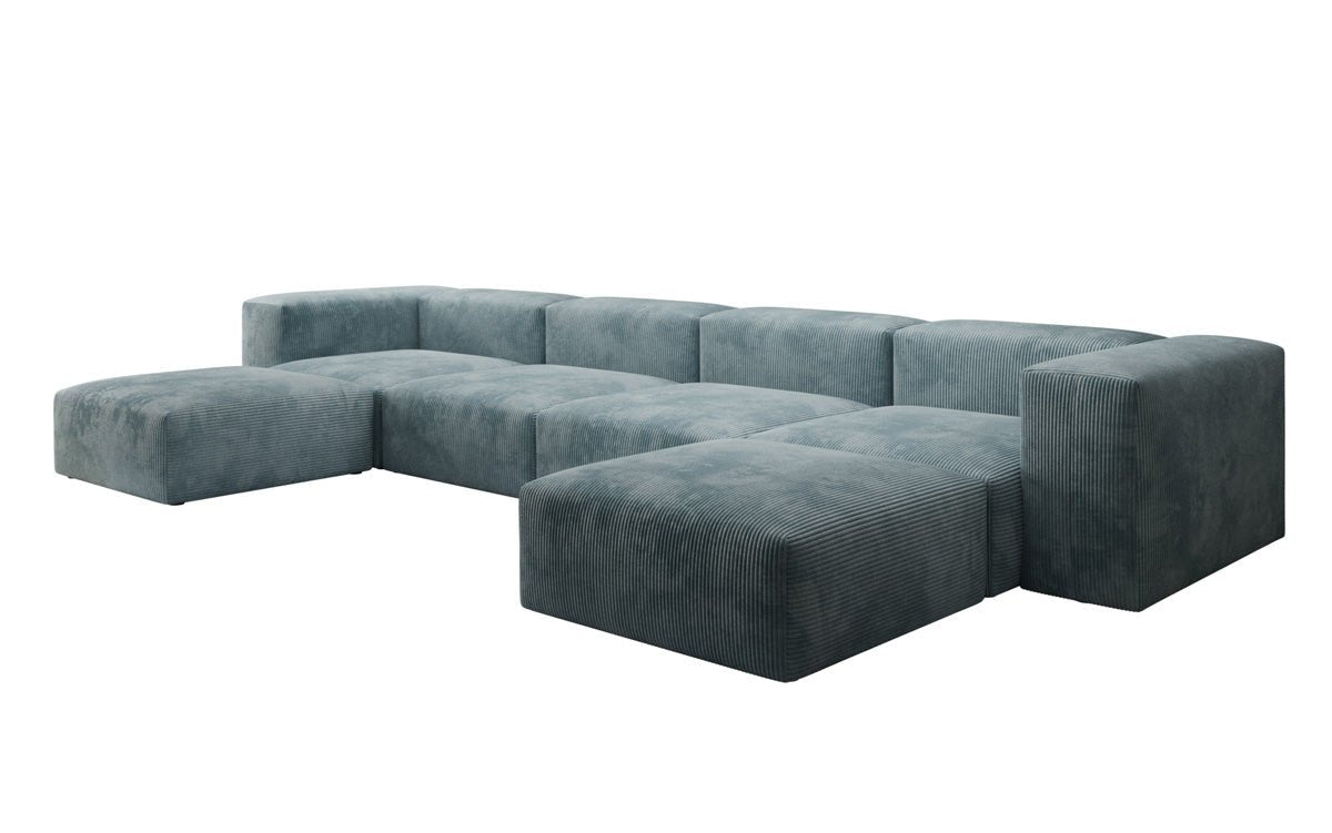 Designer U Sofa Snug in Ribstof