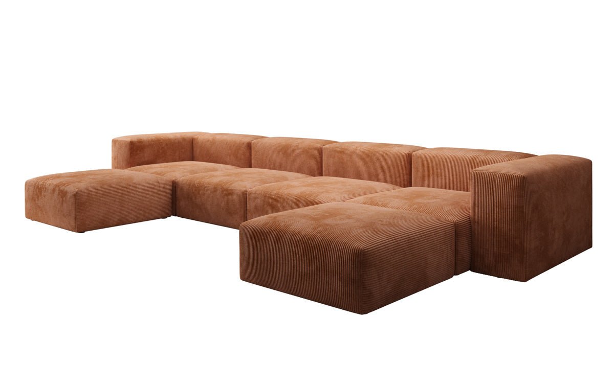 Designer U Sofa Snug in Ribstof