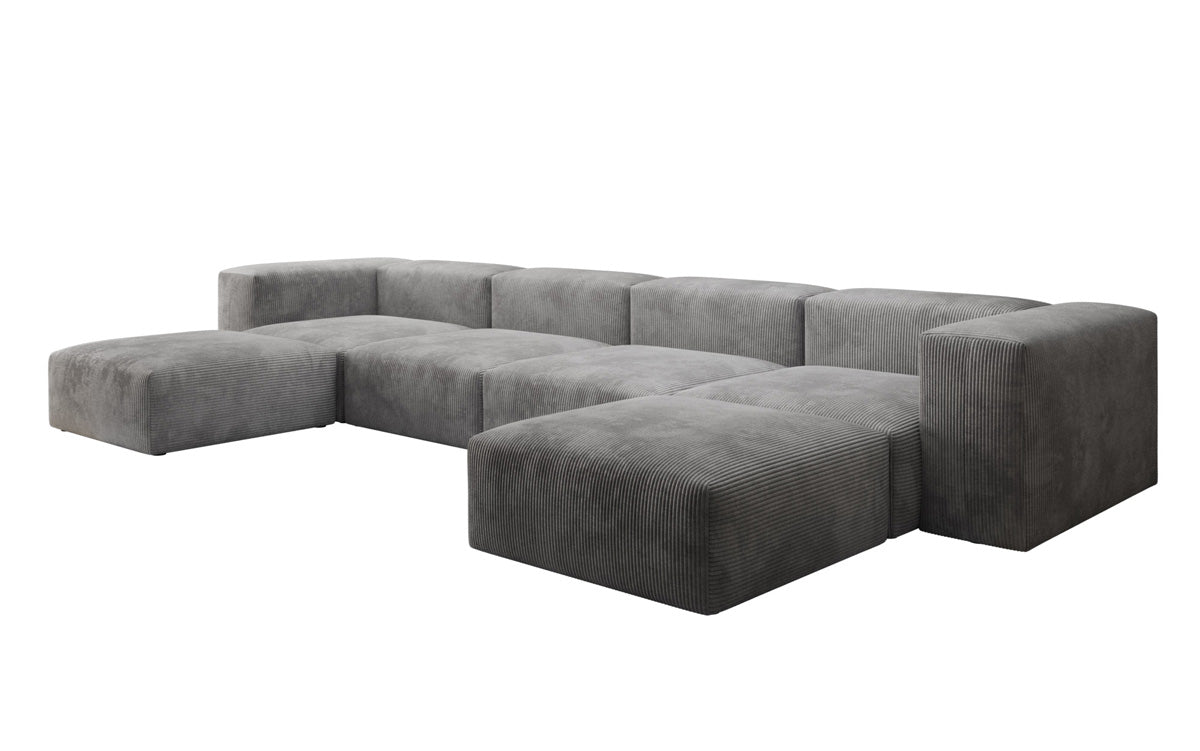 Designer U Sofa Snug in Ribstof