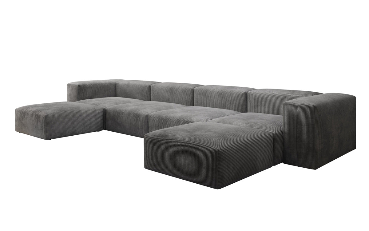 Designer U Sofa Snug in Ribstof