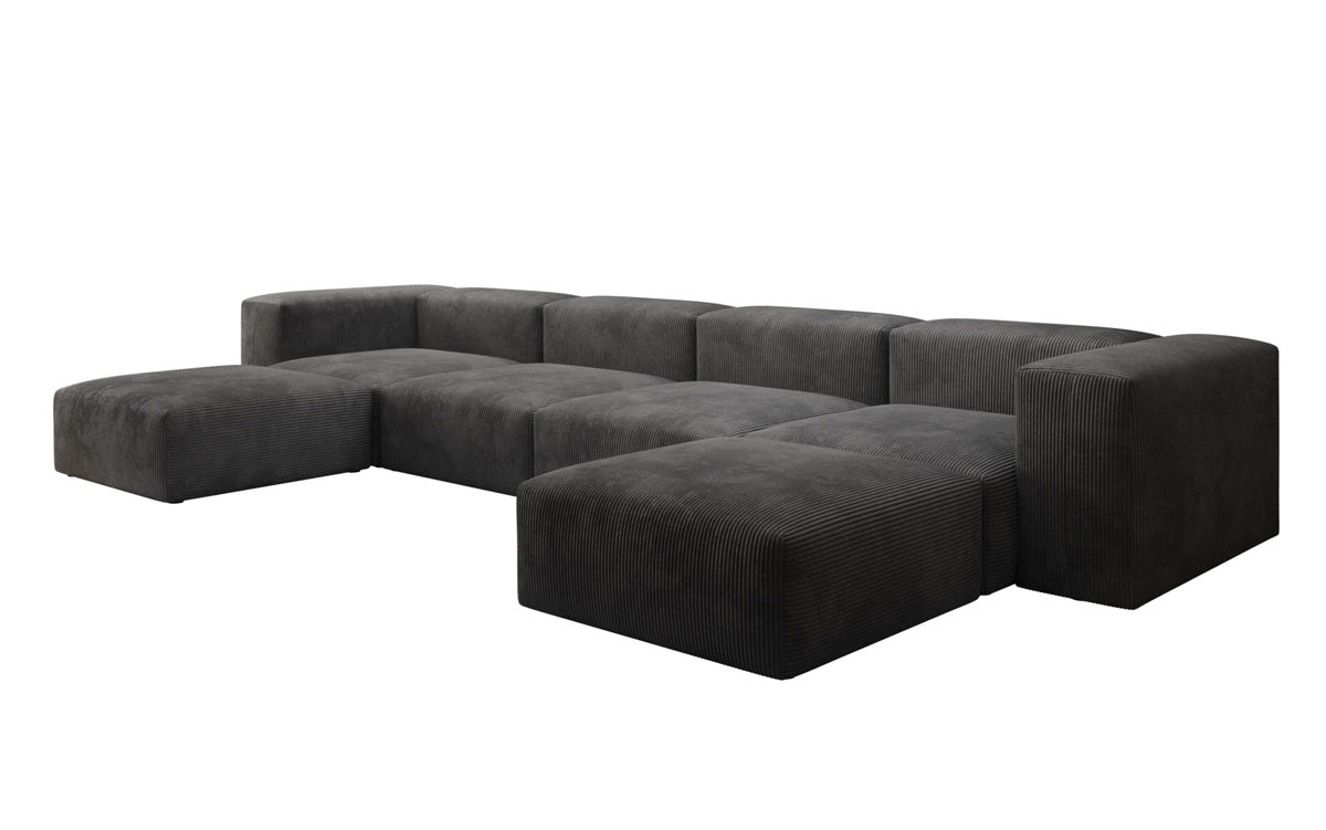 Designer U Sofa Snug in Ribstof