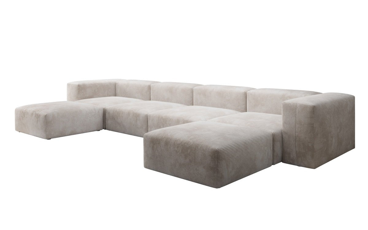 Designer U Sofa Snug in Ribstof