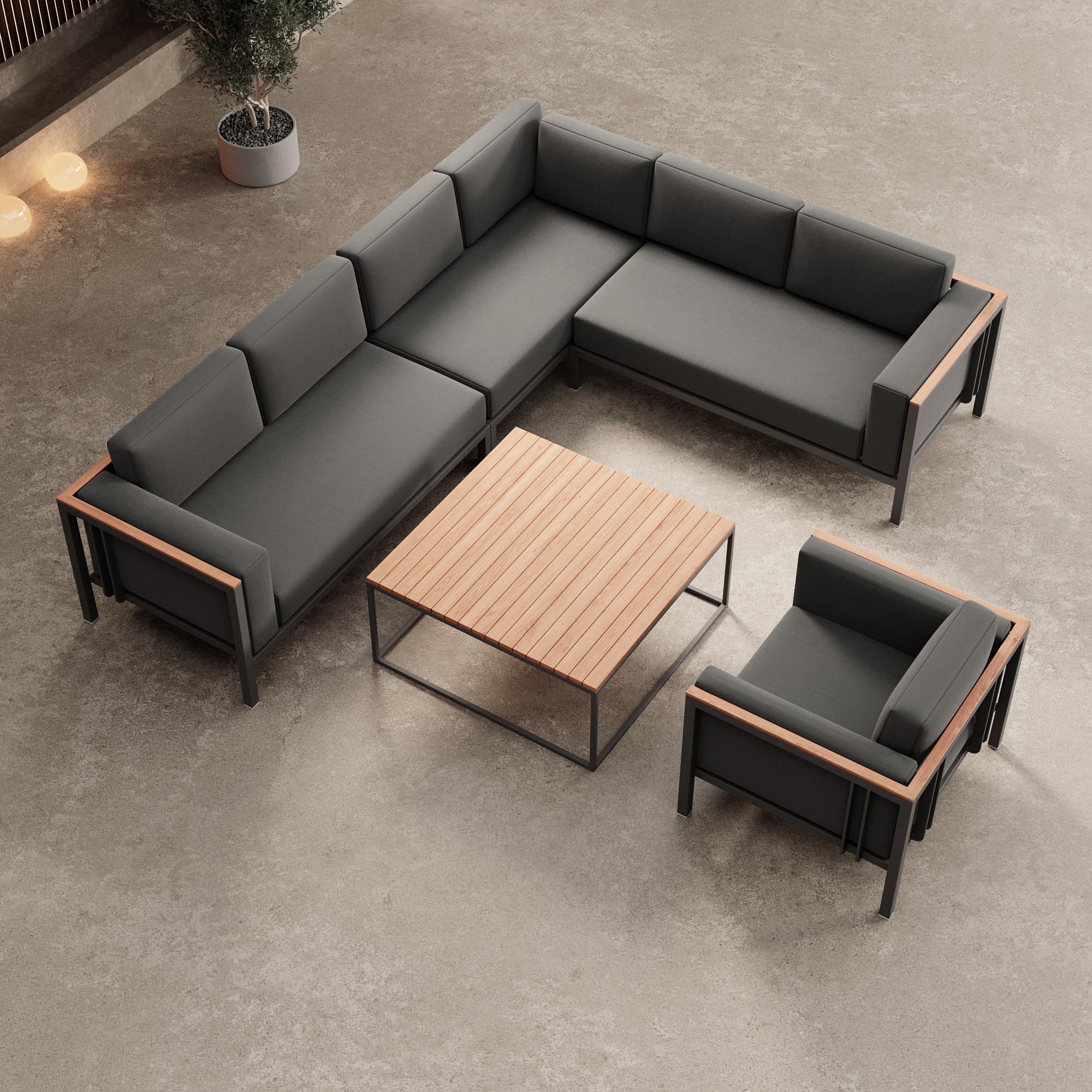 Euphoria – Ecklounge, Loungesessel & Tisch aus Aluminium | Aevora™ Kollektion