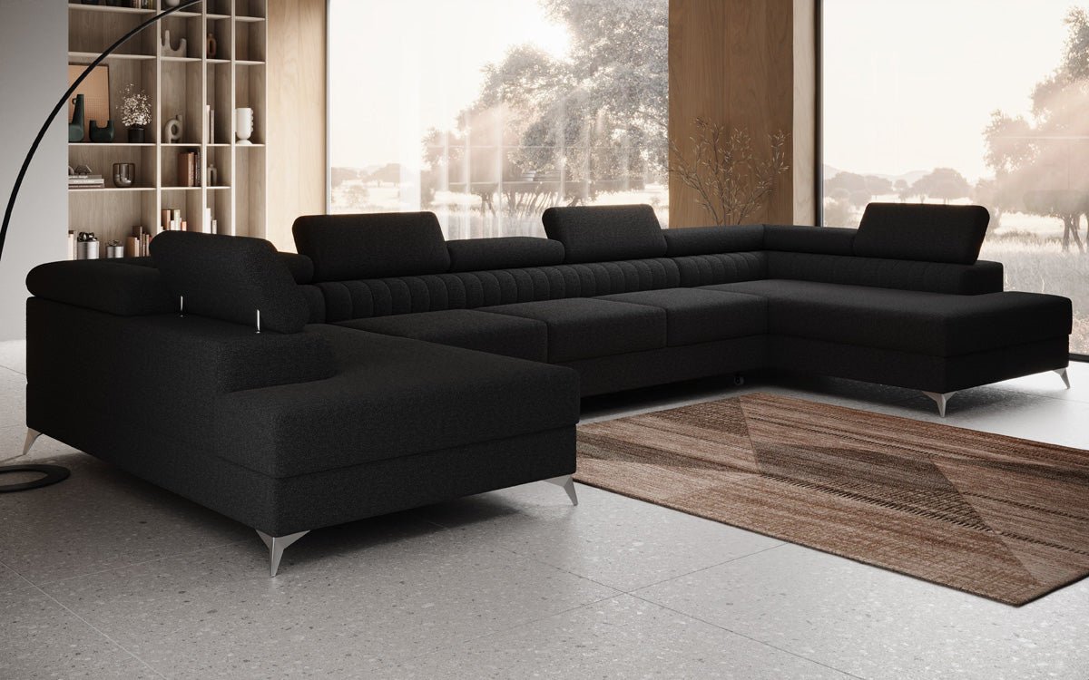 Designerbank Aurea U XXL met slaap- en klapfunctie in Bouclé