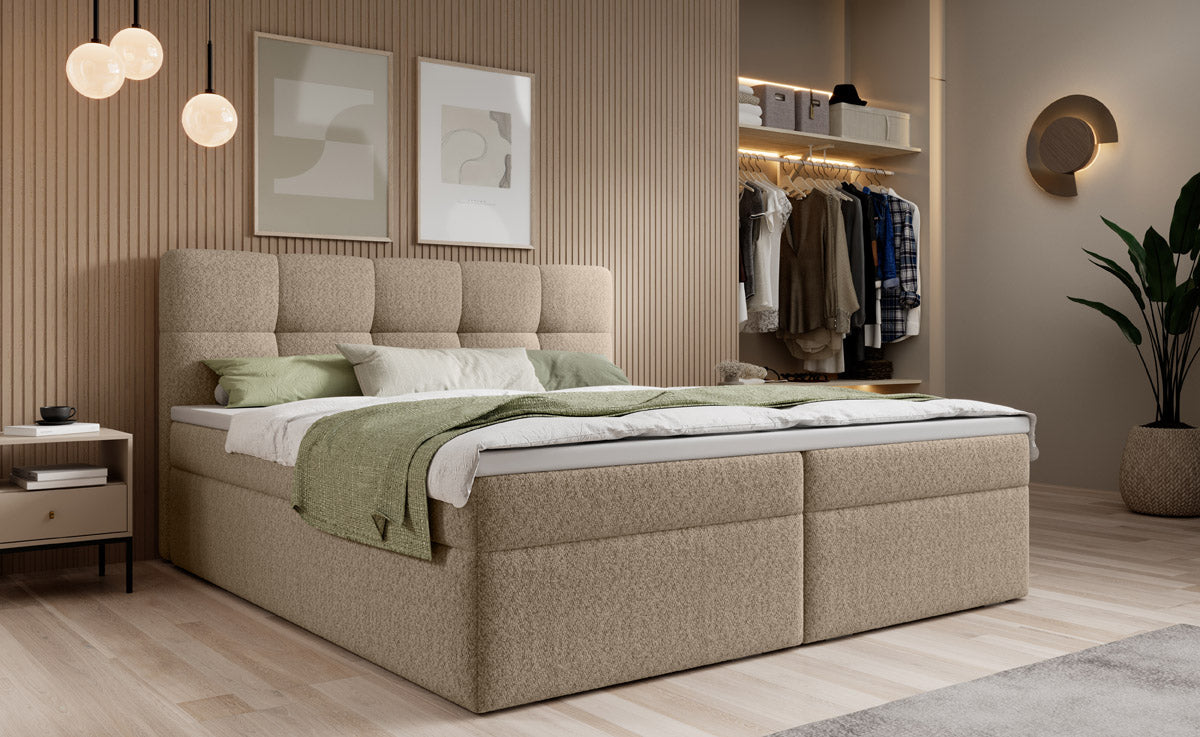 Boxspringbett Cozy II Bouclé met opbergruimte