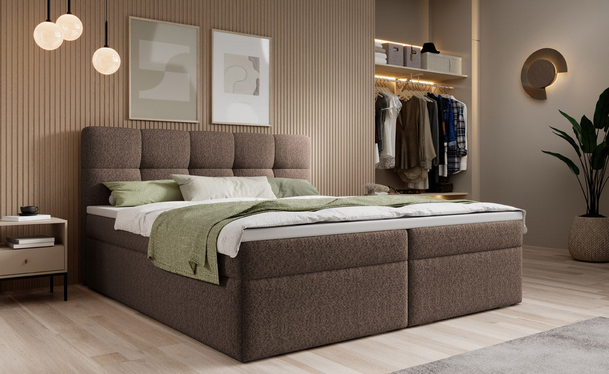 Boxspringbett Cozy II Bouclé met opbergruimte