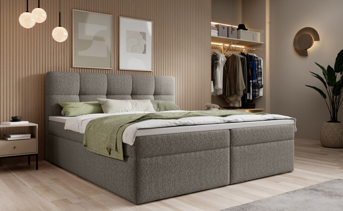 Boxspringbett Cozy II Bouclé met opbergruimte