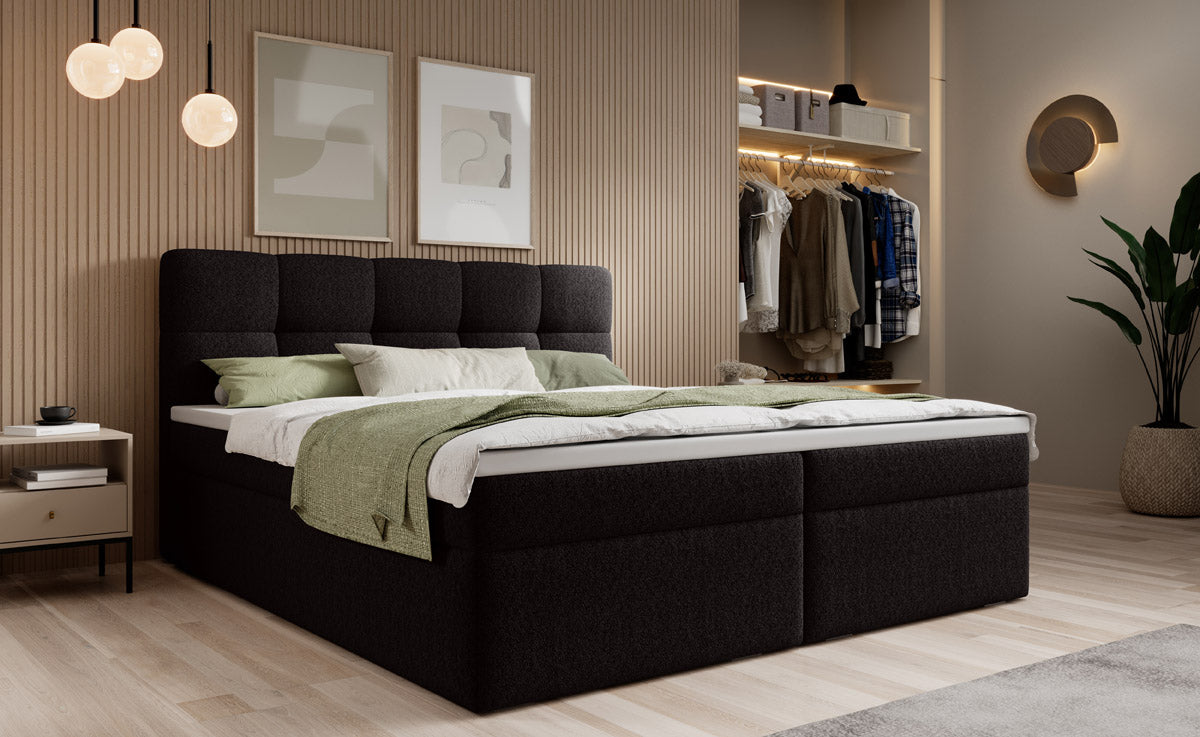 Boxspringbett Cozy II Bouclé met opbergruimte