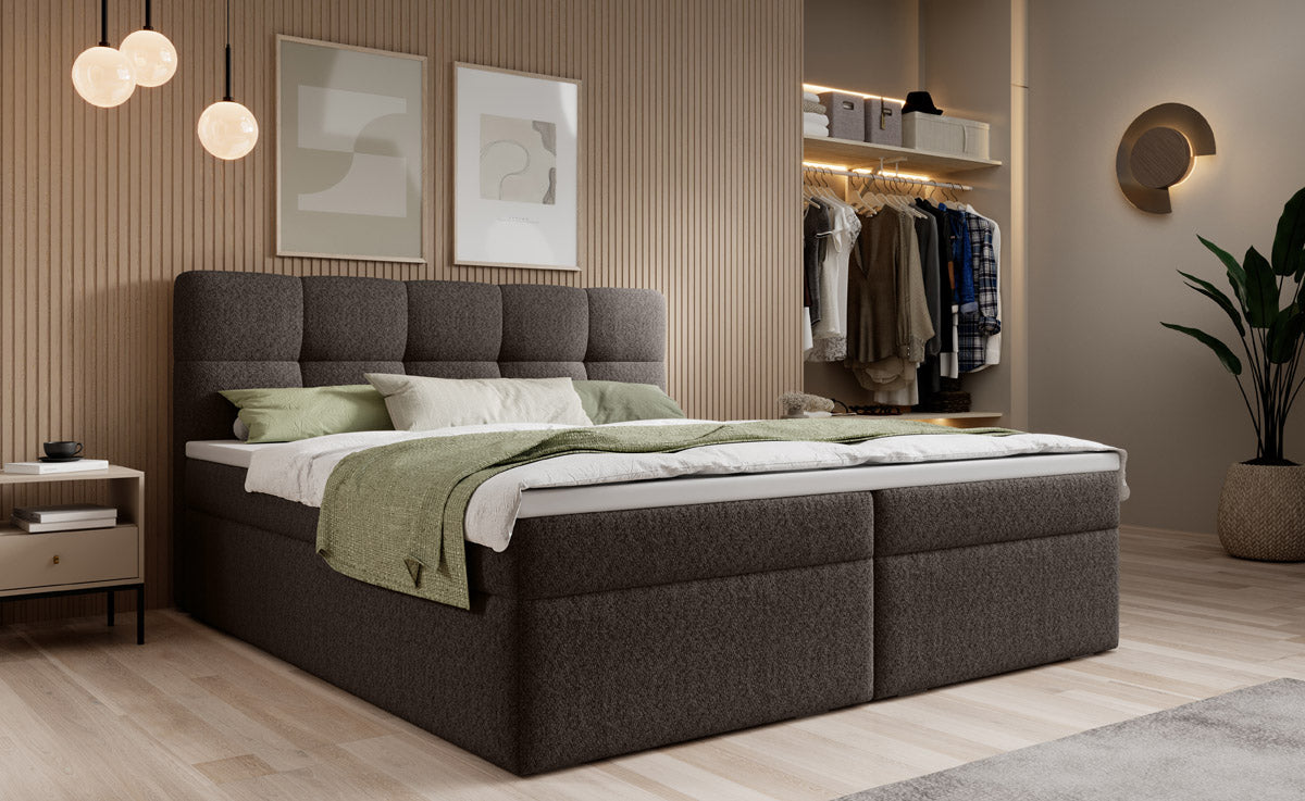 Boxspringbett Cozy II Bouclé met opbergruimte