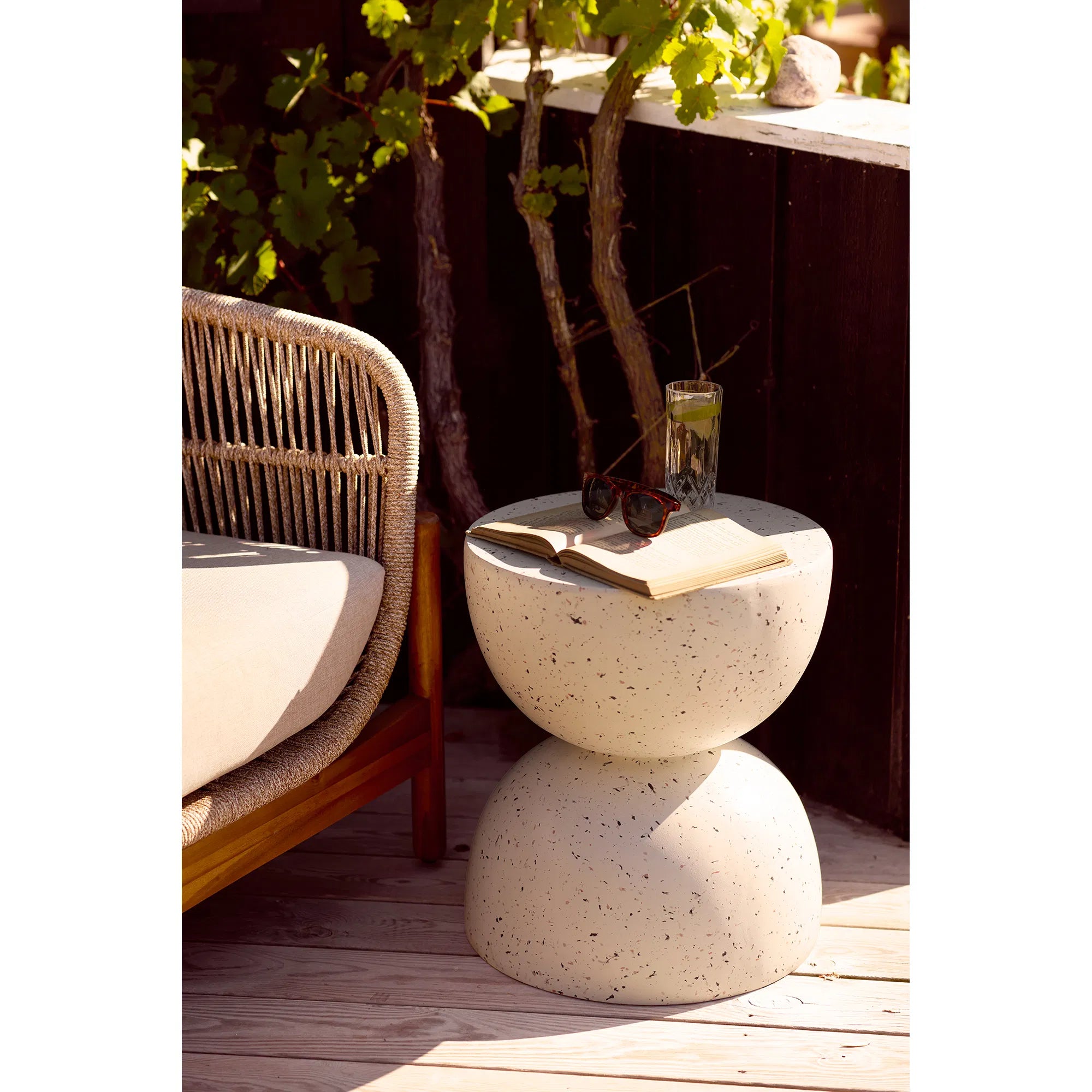 Garten Beistelltisch Norvellen - Ø40 aus Magnesiumoxid und Fiberglas