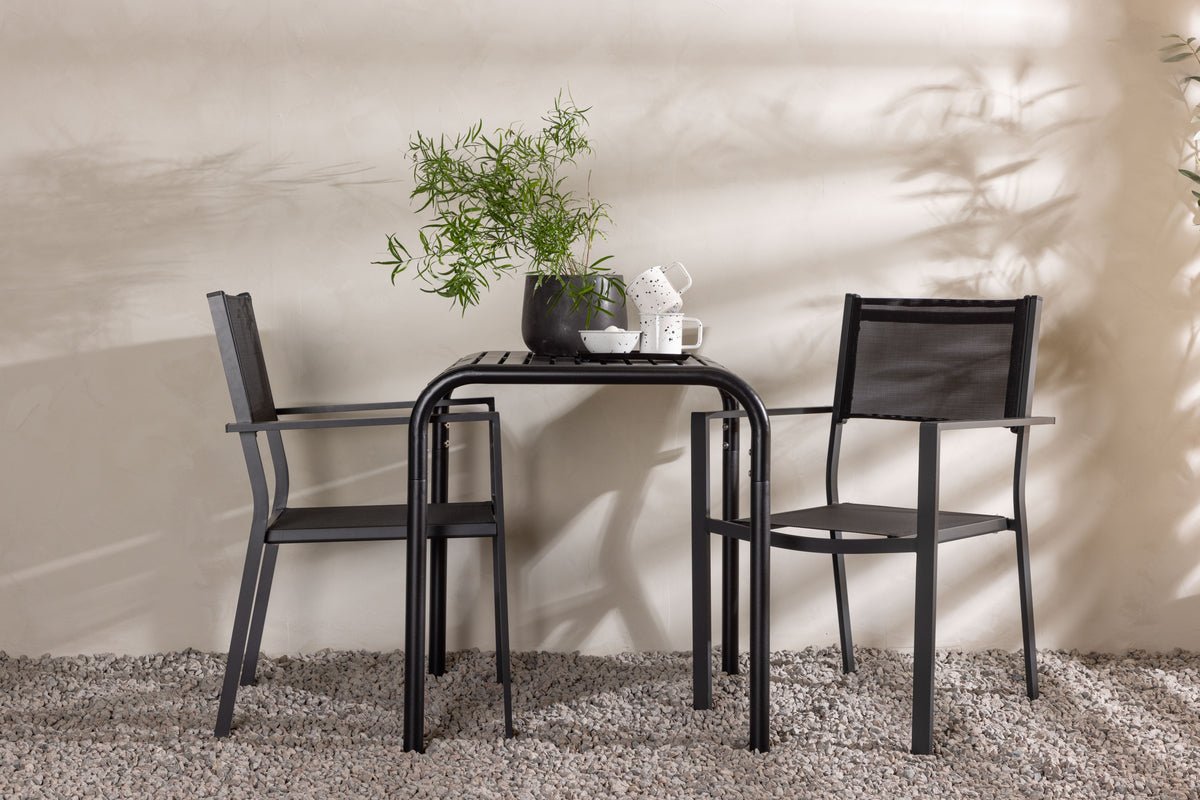 Garten Cafegruppe Levina – 3 teiliges Möbel-Set in Schwarz