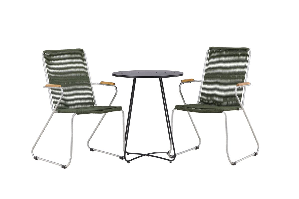 Garten Cafegruppe Malte – 3-teiliges Gartenmöbel-Set mit grünen Stühlen