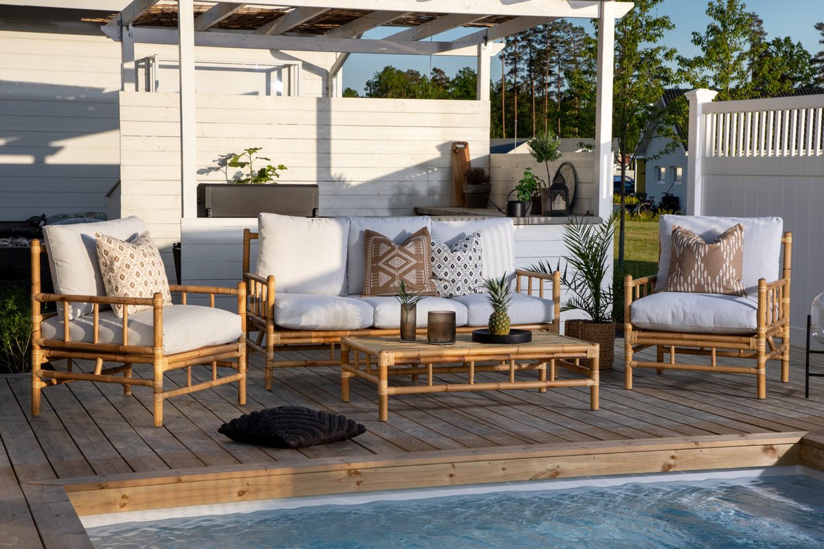 Garten Couchtisch Zypern - Aus Rattan und Bambus in Natur-Optik