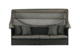 Garten Daybed Merano – Outdoor-Liege mit Sonnendach aus Polyrattan in Schwarz