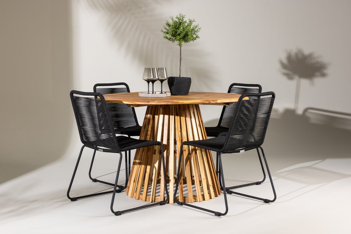 Garten Essgruppe Amano – 5-teiliges Gartenmöbel-Set mit rundem Tisch in 2 Farben