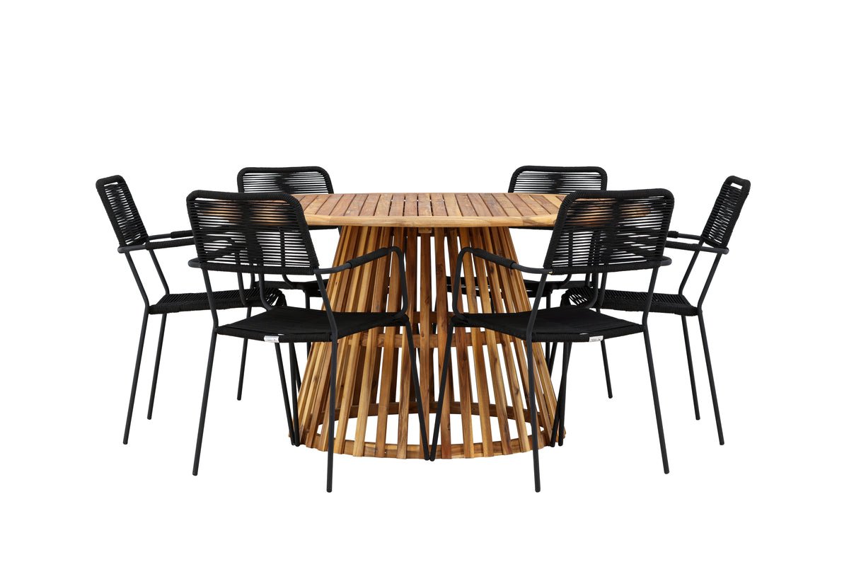 Garten Essgruppe Asante – 7-teiliges Gartenmöbel-Set mit Tisch aus Akazie