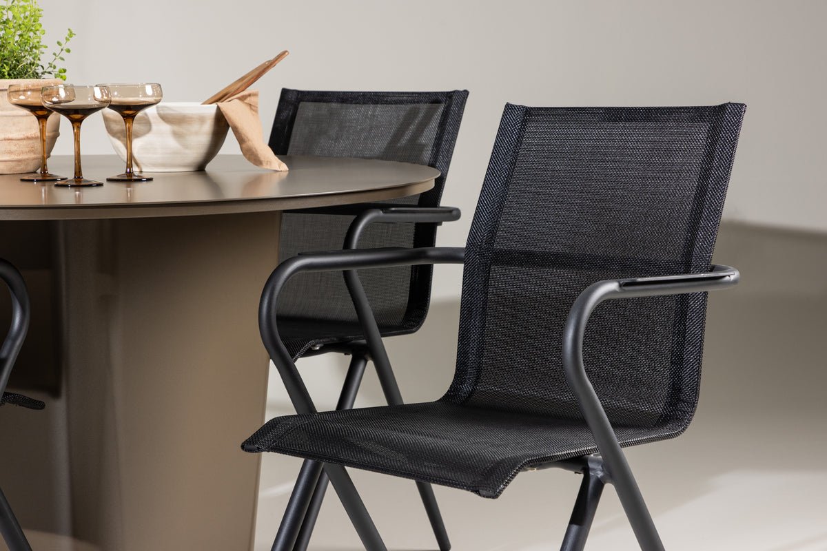 Garten Essgruppe Grace – 5-teiliges Gartenmöbel-Set mit braunem runden Tisch