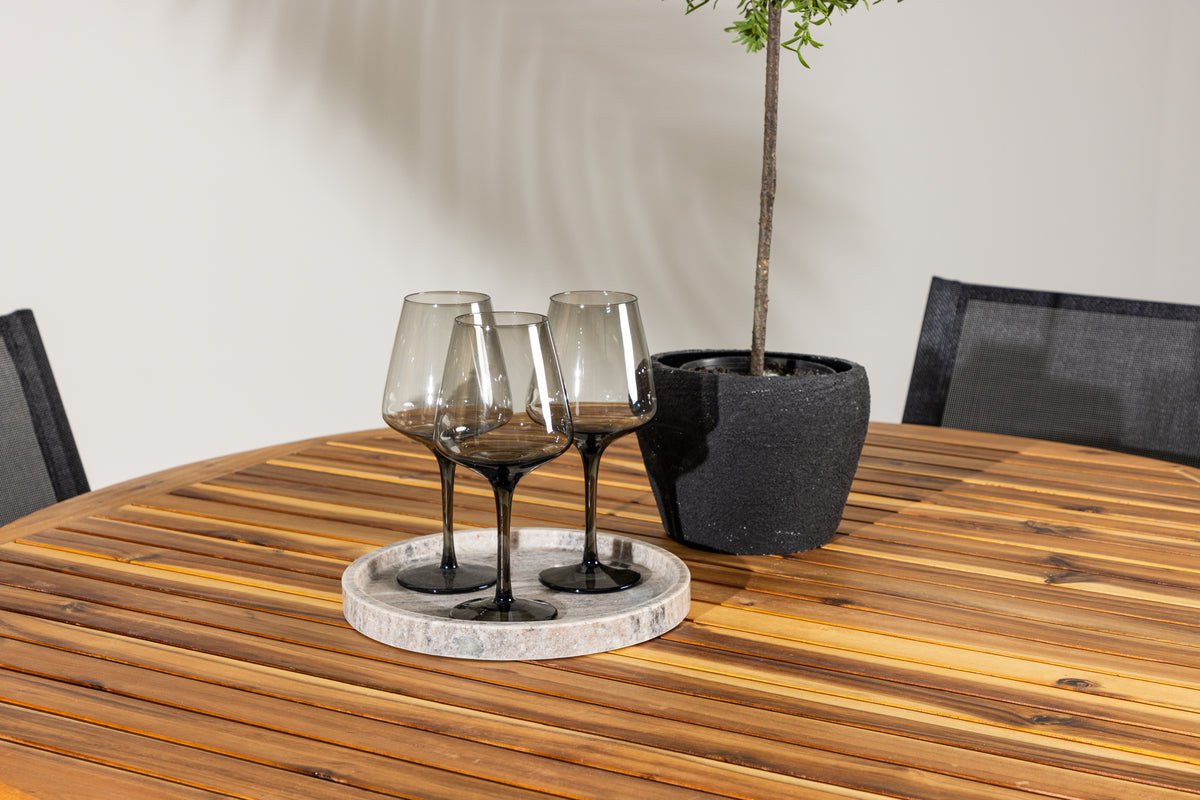 Garten Essgruppe Leone – 5-teiliges Gartenmöbel-Set mit rundem Tisch aus Akazie
