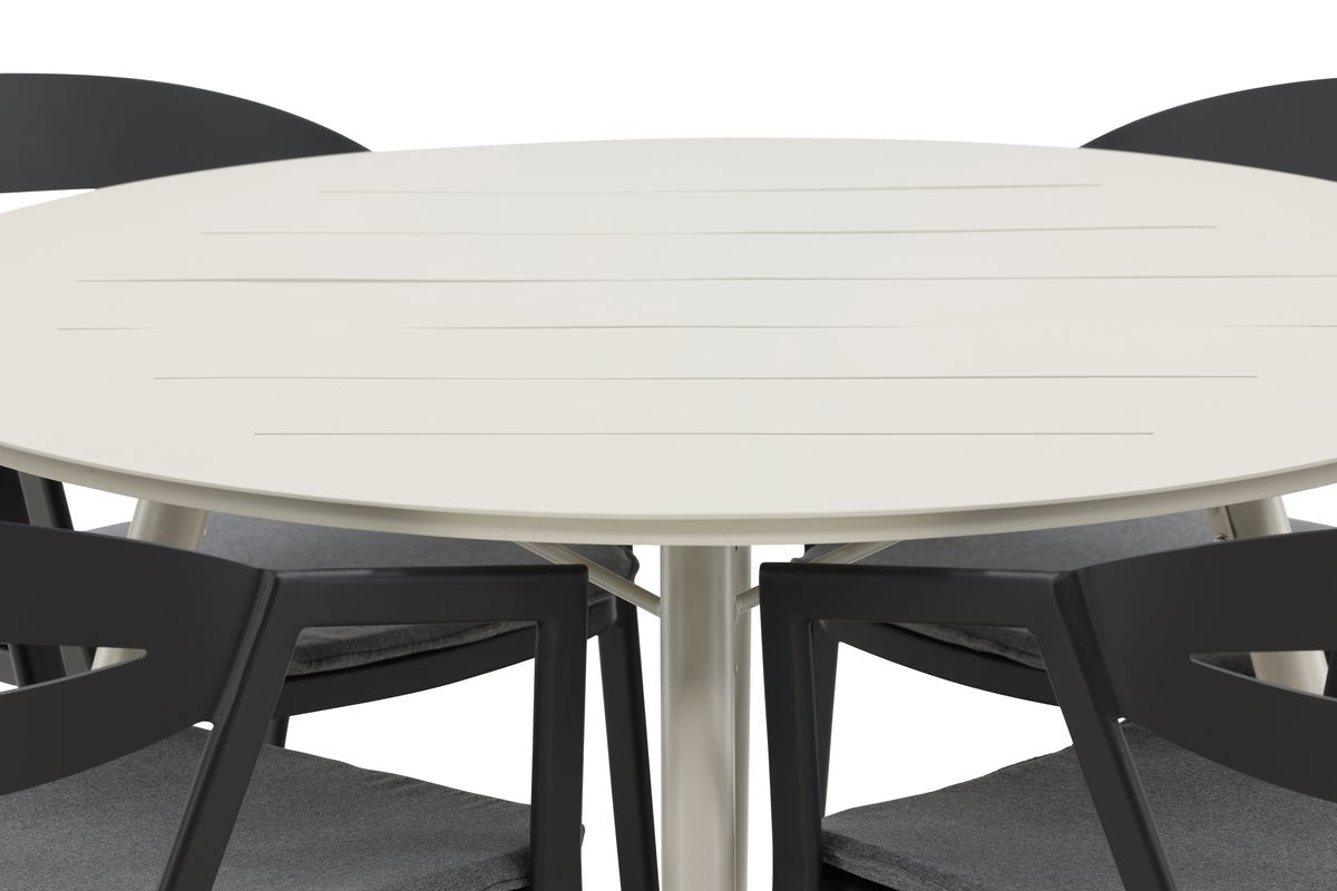 Garten Essgruppe Mivano – 5-teiliges Set mit rundem Tisch