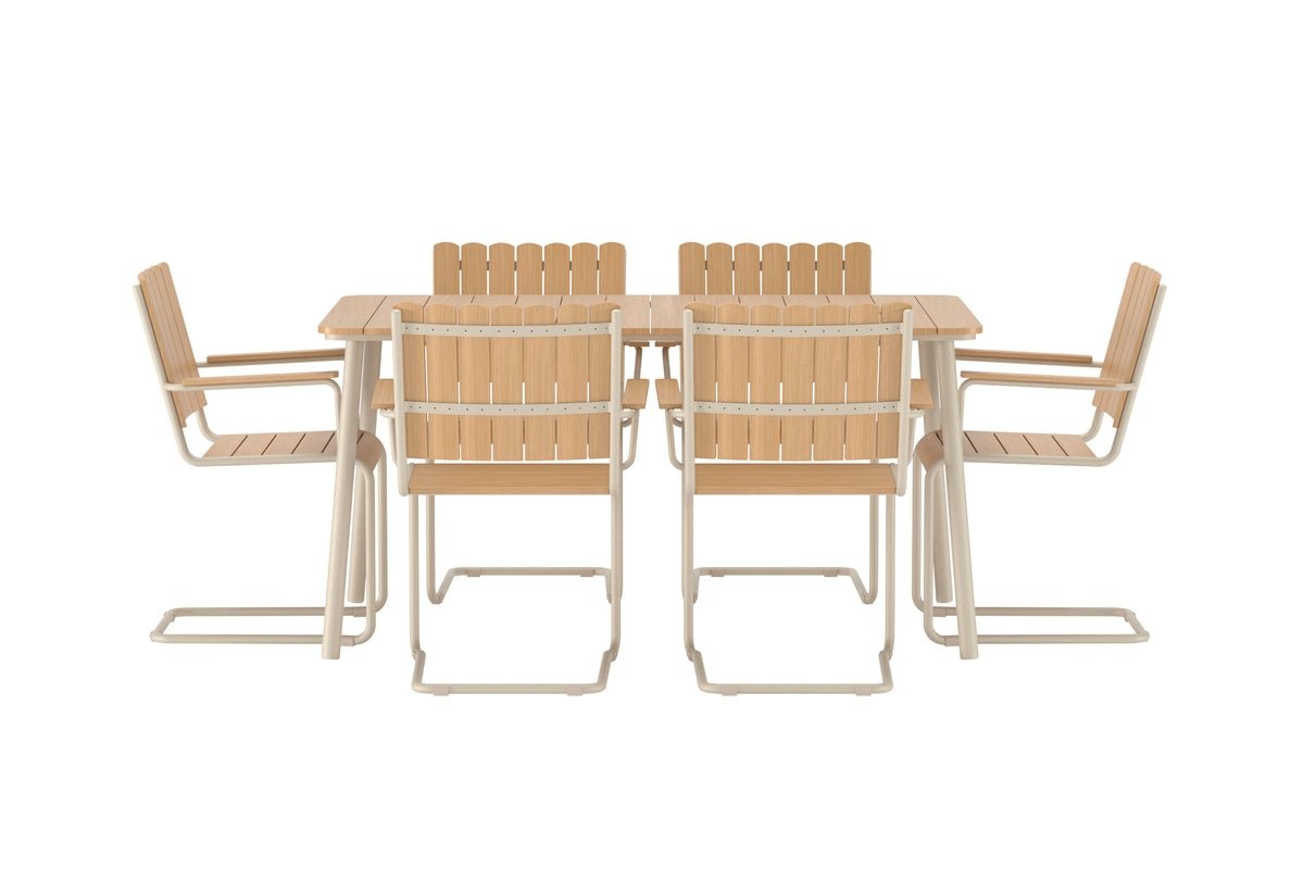 Garten Essgruppe Moraya – 7-teiliges Set aus Stahl/Polywood in 2 Farben