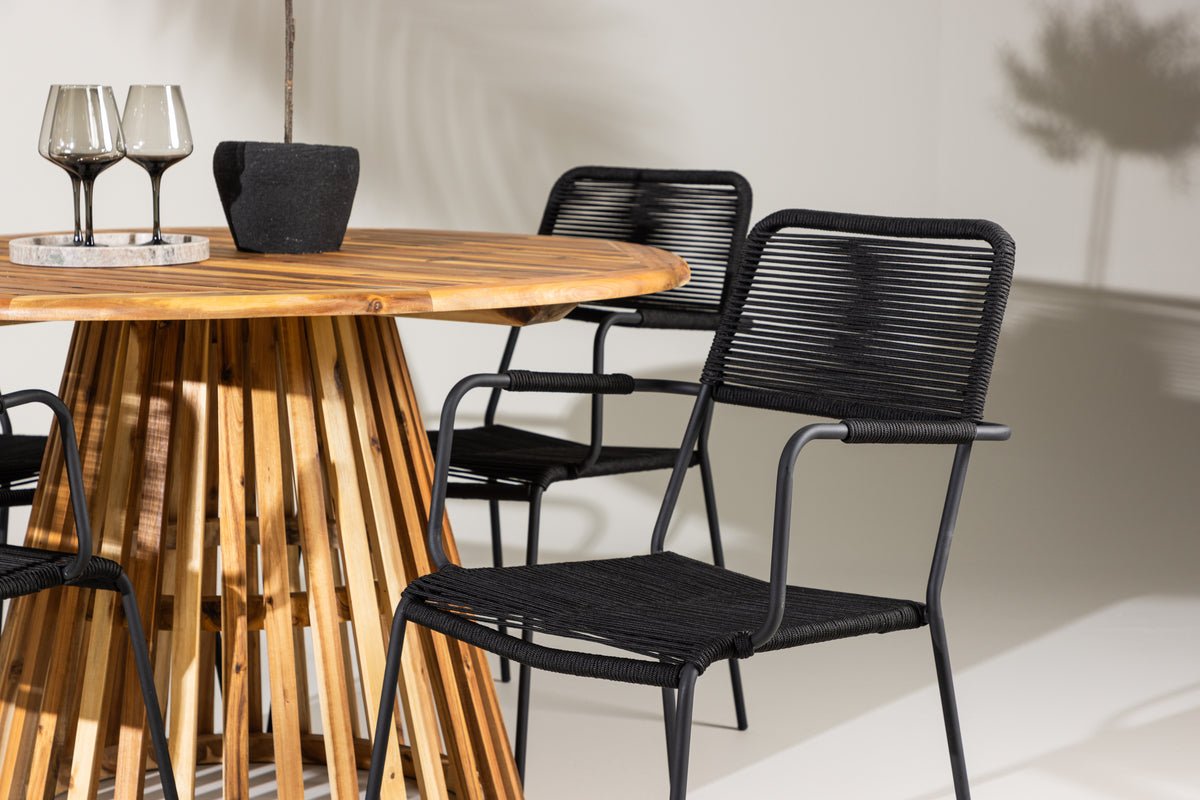 Garten Essgruppe Samira – 5-teiliges Gartenmöbel-Set mit rundem Tisch aus Akazie