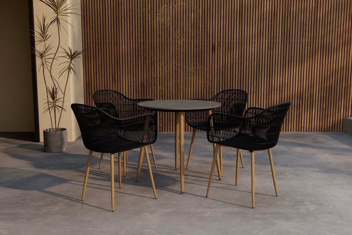 Garten Essgruppe Solina – 5-teiliges Set mit Keramik-Tischplatte