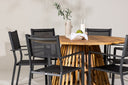 Garten Essgruppe Sona – 7-teiliges Gartenmöbel-Set mit schwarzen Stühlen und Tisch aus Akazie