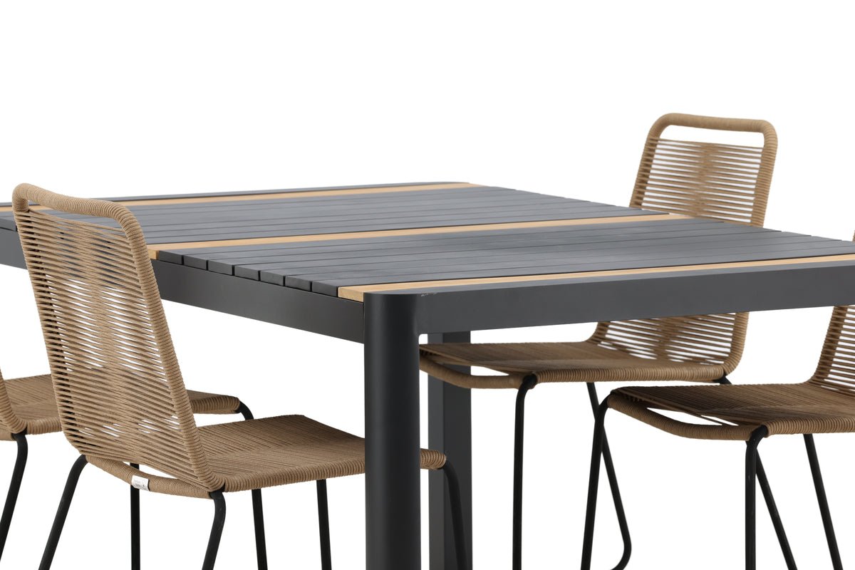 Garten Essgruppe Virello – 5-teiliges Gartenmöbel-Set in Schwarz/Braun