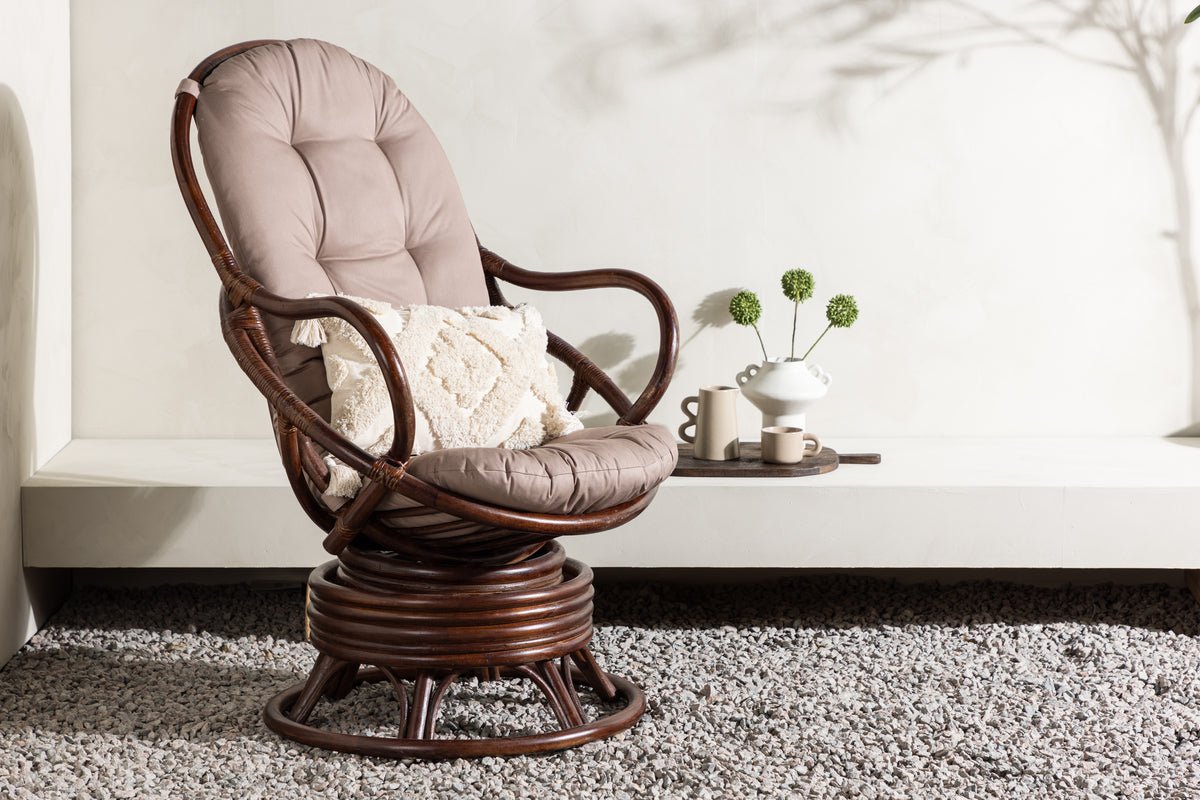 Garten-Loungesessel Finn - aus Rattan in Dunkelwalnuss