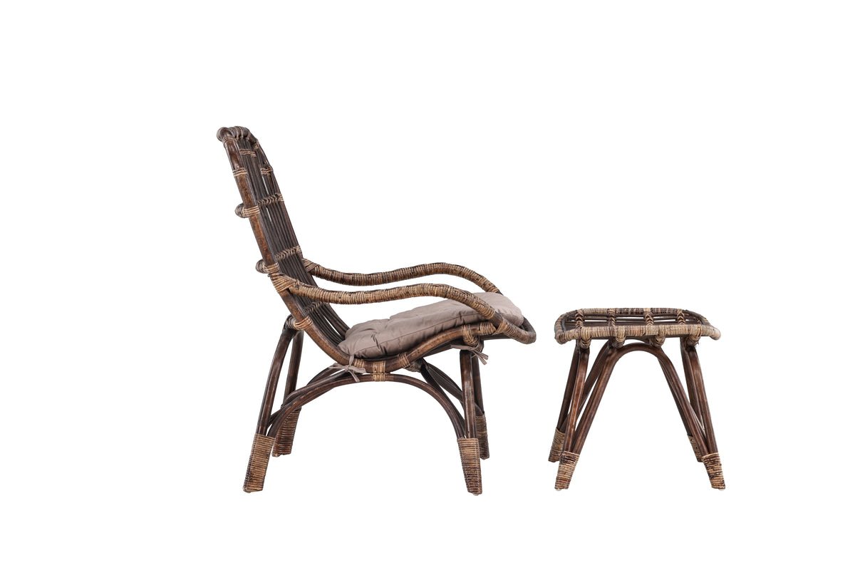 Garten-Loungesessel Neapel - aus Bambus und Rattan in Walnussbraun