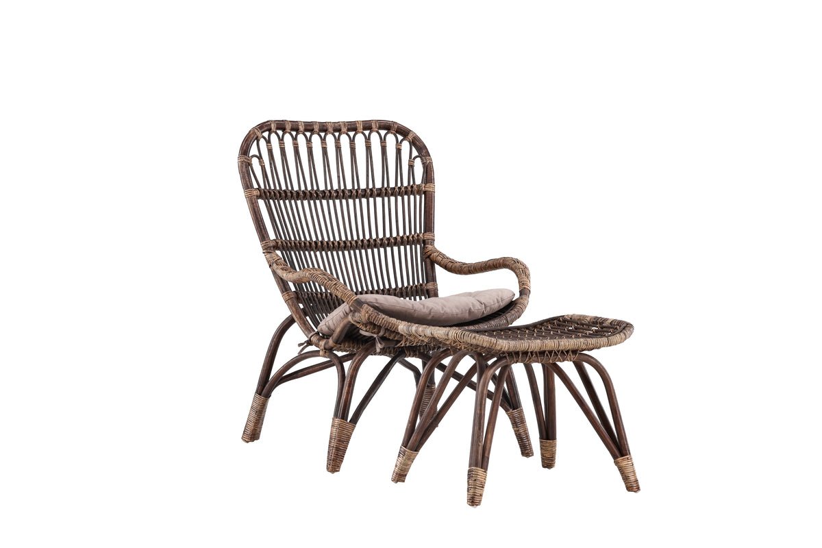 Garten-Loungesessel Neapel - aus Bambus und Rattan in Walnussbraun