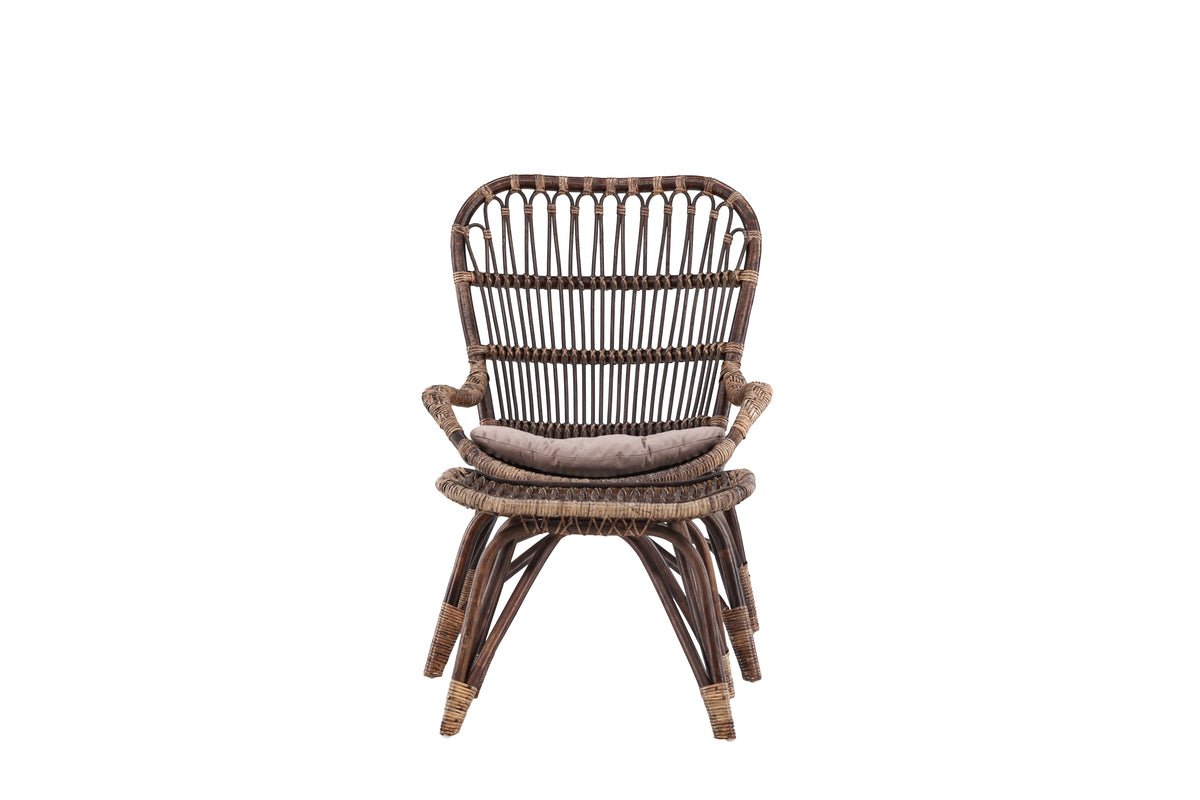 Garten-Loungesessel Neapel - aus Bambus und Rattan in Walnussbraun